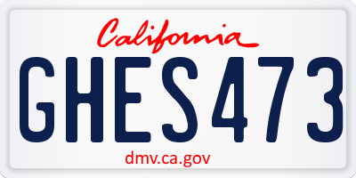 CA license plate GHES473