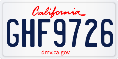 CA license plate GHF9726