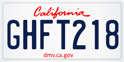 CA license plate GHFT218