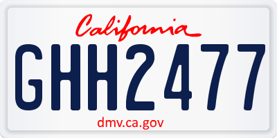 CA license plate GHH2477