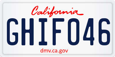 CA license plate GHIF046