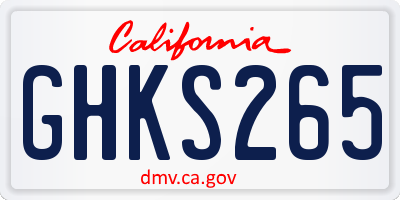 CA license plate GHKS265