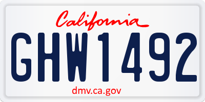 CA license plate GHW1492