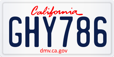 CA license plate GHY786