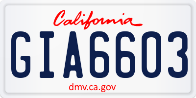 CA license plate GIA6603