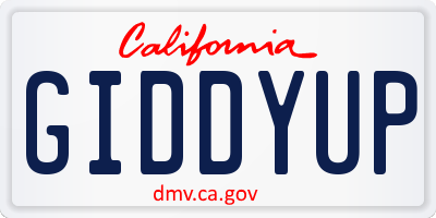 CA license plate GIDDYUP