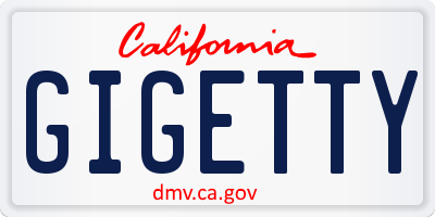 CA license plate GIGETTY