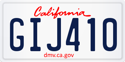 CA license plate GIJ410