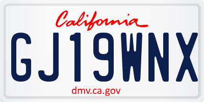 CA license plate GJ19WNX