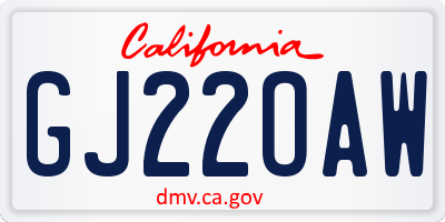 CA license plate GJ22OAW