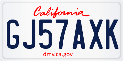 CA license plate GJ57AXK