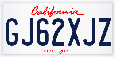 CA license plate GJ62XJZ