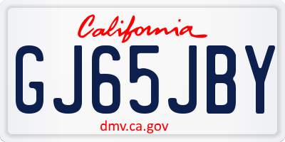 CA license plate GJ65JBY