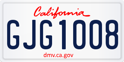 CA license plate GJG1008