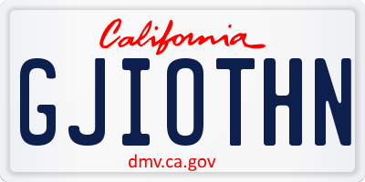 CA license plate GJIOTHN