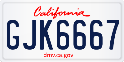 CA license plate GJK6667