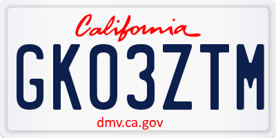 CA license plate GK03ZTM