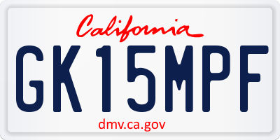 CA license plate GK15MPF