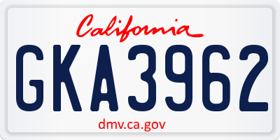 CA license plate GKA3962