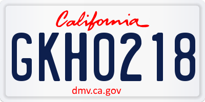 CA license plate GKH0218