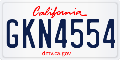 CA license plate GKN4554