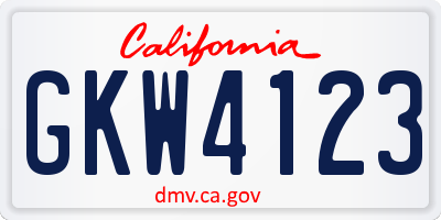 CA license plate GKW4123