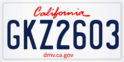 CA license plate GKZ2603