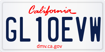 CA license plate GL10EVW