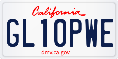 CA license plate GL10PWE