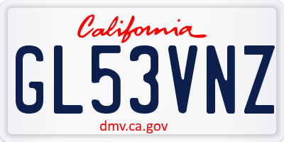 CA license plate GL53VNZ