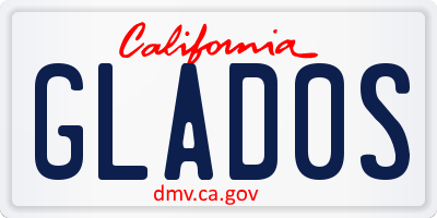 CA license plate GLAD0S