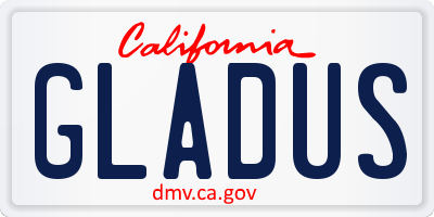 CA license plate GLADUS