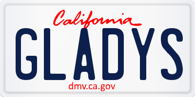 CA license plate GLADYS