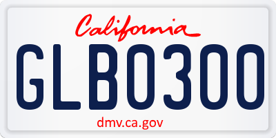 CA license plate GLB0300