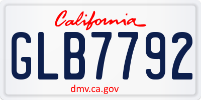 CA license plate GLB7792