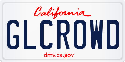 CA license plate GLCROWD