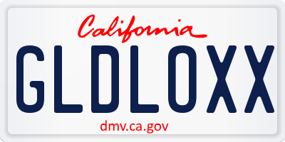 CA license plate GLDLOXX