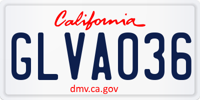 CA license plate GLVA036