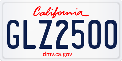 CA license plate GLZ2500