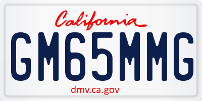 CA license plate GM65MMG