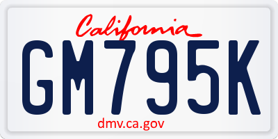 CA license plate GM795K