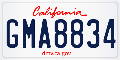 CA license plate GMA8834