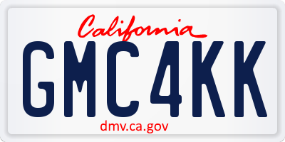 CA license plate GMC4KK