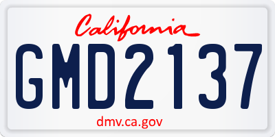 CA license plate GMD2137