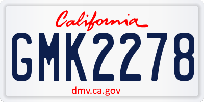 CA license plate GMK2278