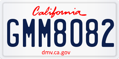 CA license plate GMM8082