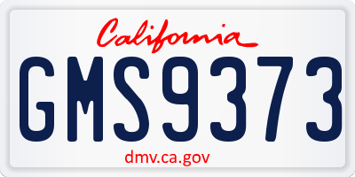 CA license plate GMS9373