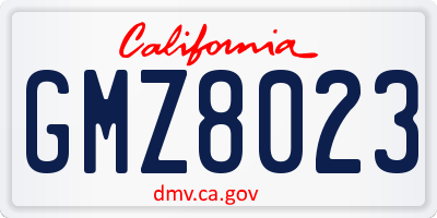 CA license plate GMZ8023