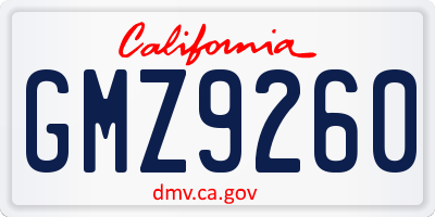 CA license plate GMZ9260