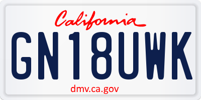 CA license plate GN18UWK